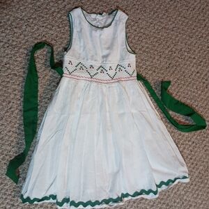 Kid dress, size 8, white and green